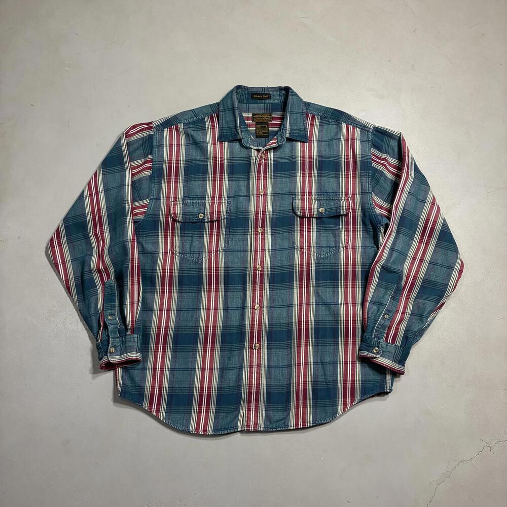 Vintage Eddie Bauer Flannel Shirt Men's XL Elkhorn Twill 90s